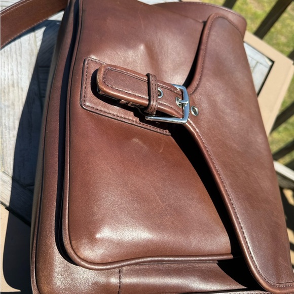Coach vintage brown leather saddle crossbody messenger business bag #5735 unisex - Picture 9 of 12